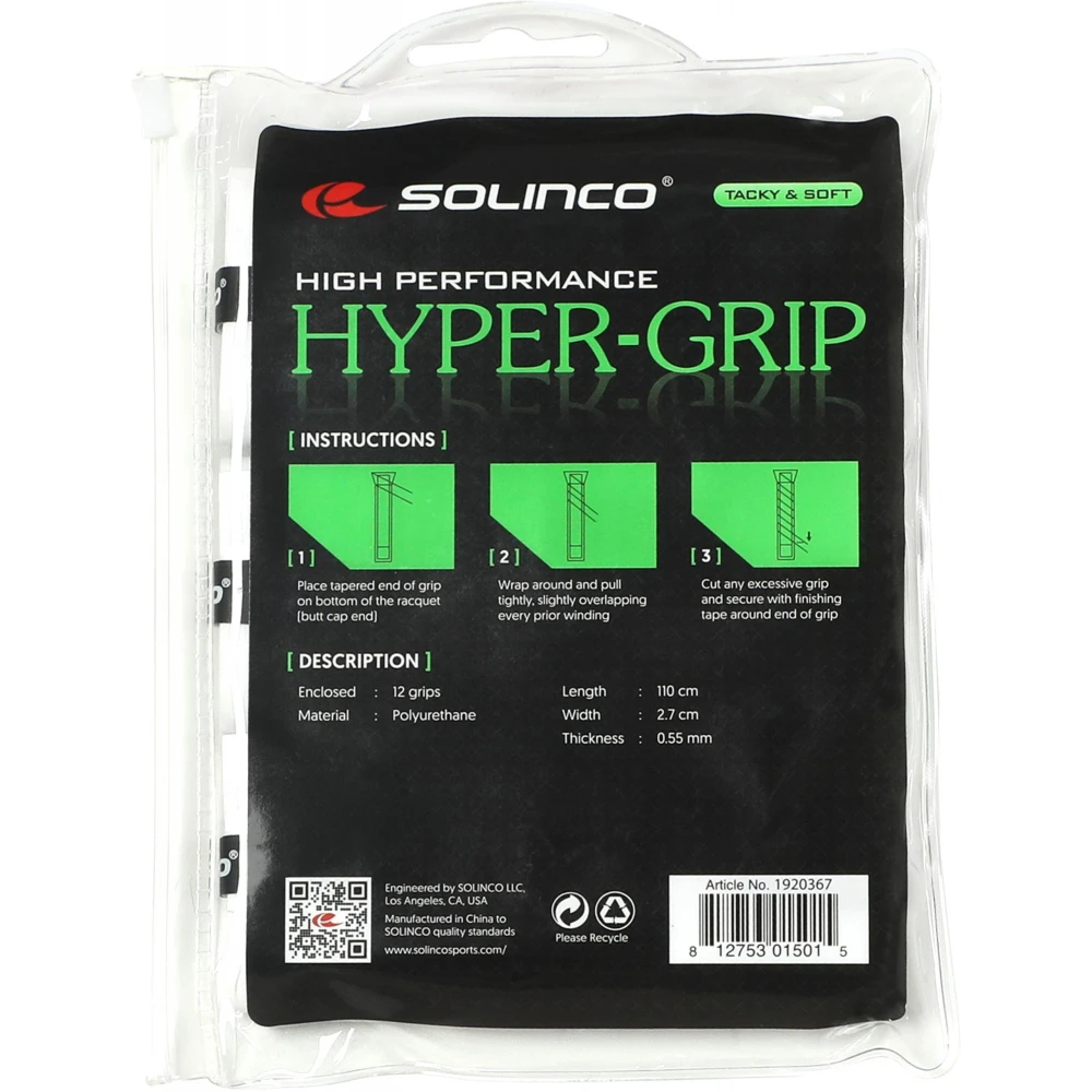 Solinco HyperGrip White Overgrip (12 Pack) 4 Solinco HyperGrip White Overgrip (12 Pack) - Image 2