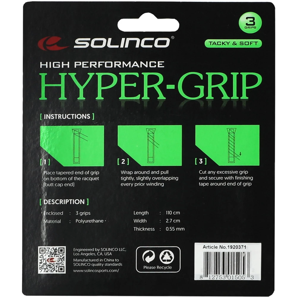 Solinco HyperGrip Black Overgrip (3 Pack) 4 Solinco HyperGrip Black Overgrip (3 Pack) - Image 2