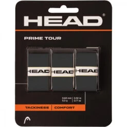 Head Prime Tour Tennis Racquet Overgrip 3 Pack (Black)