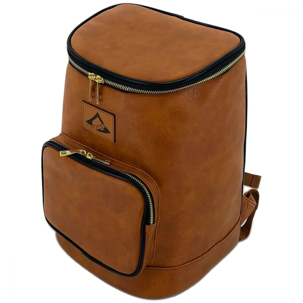 NiceAces Handmade Vegan Leather Backpack Cooler (Brown) 4 NiceAces Handmade Vegan Leather Backpack Cooler (Brown) - Image 2