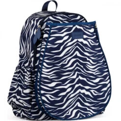 Ame & Lulu Game On Tennis Backpack (Navy Tiger Stripe) 7 Ame & Lulu Game On Tennis Backpack (Navy Tiger Stripe) -Racquets Shop GTBP265 ameandlulu game on tennis backpack navy tiger stripe side 1000 1000