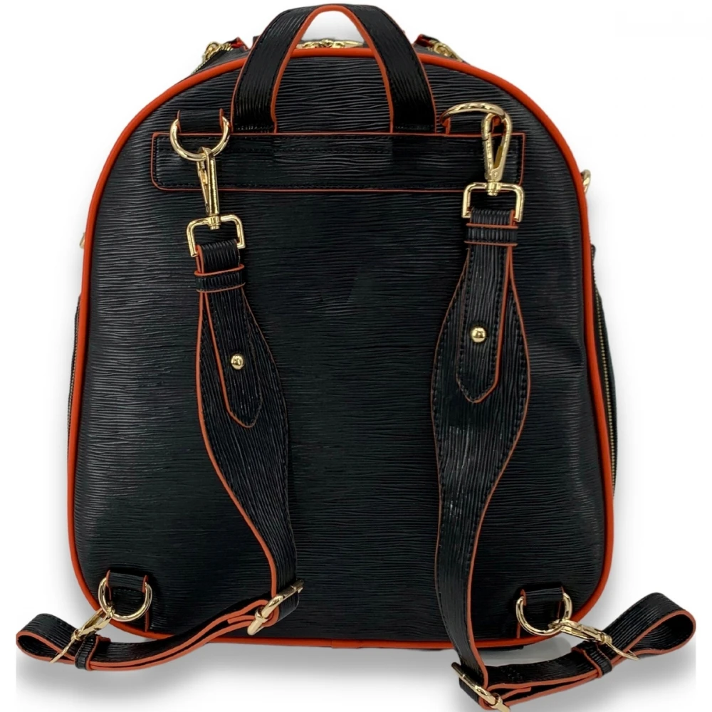 NiceAces Women’s HANA 2-Racquet Handmade Vegan Leather Tennis Backpack (Black) - Image 2