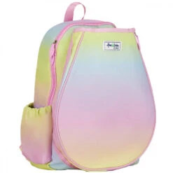 Ame & Lulu Little Love Tennis Backpack (Rainbow Sherbert) -Racquets Shop LLTBP256 ameandlulu little love tennis backpack rainbow sherbert side1 1000 1000