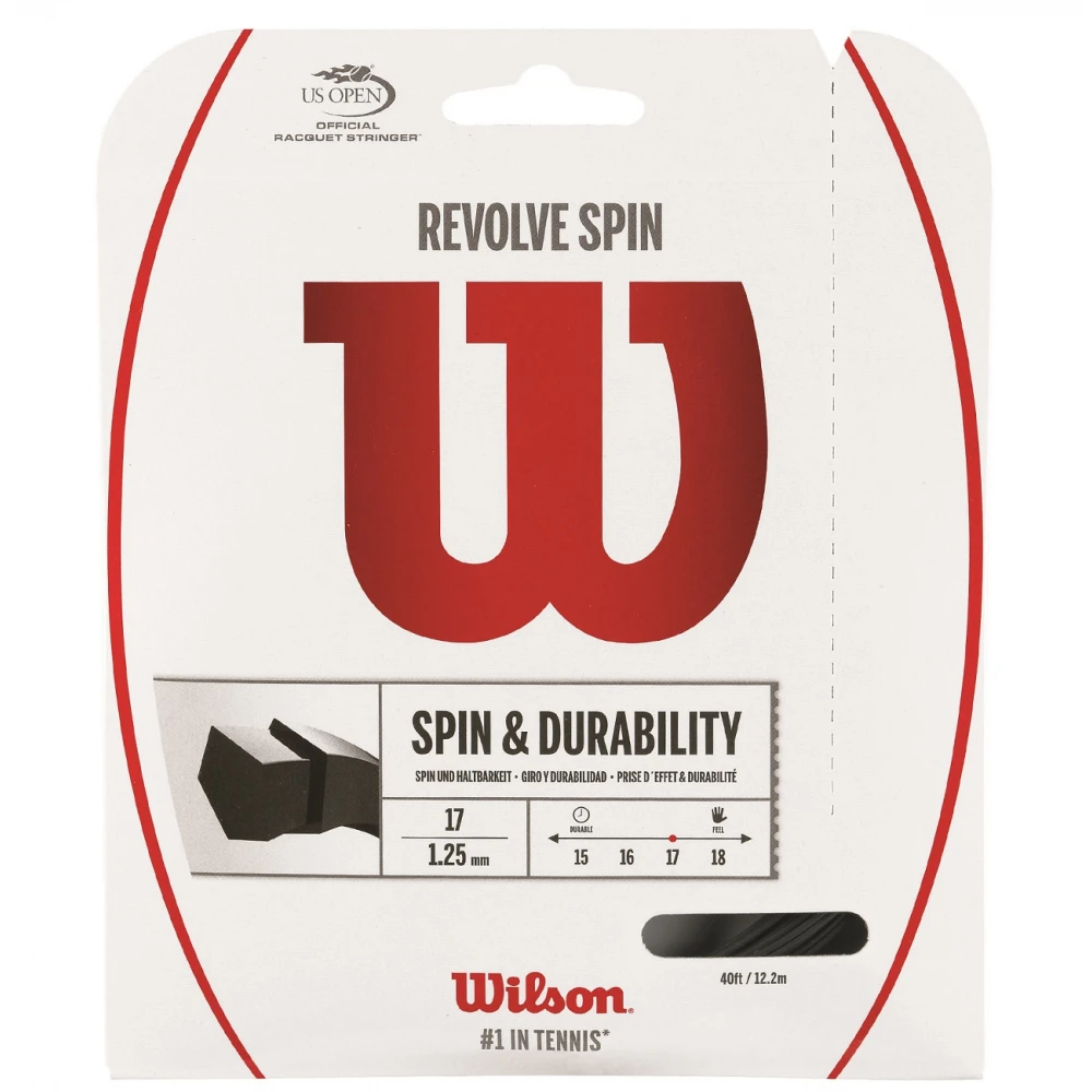 Wilson Revolve Spin 17g Tennis String Black (Set) 3 Wilson Revolve Spin 17g Tennis String Black (Set)